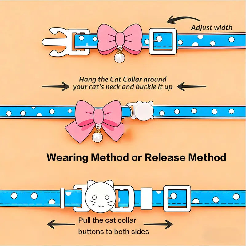 4Pc Adjustable Nylon Pet Collar Set with Embroidered Bow and Bohemian Floral Pattern, Bell Accessory - Suitable for Cats and Small Dogs,Summervibes Leash Harness Dog Accessories Dog Accessories for Large Dogs